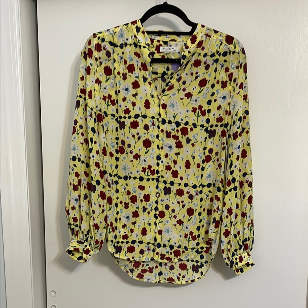 Equipment Floral Yellow Blouse